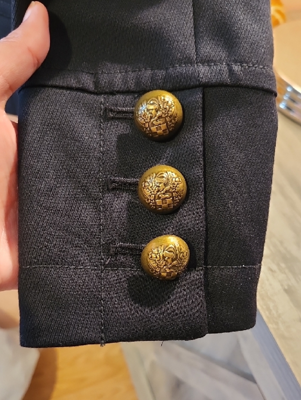 Vince Camuto Black Military-Style Blazer with Gold Buttons - Picture 6 of 12